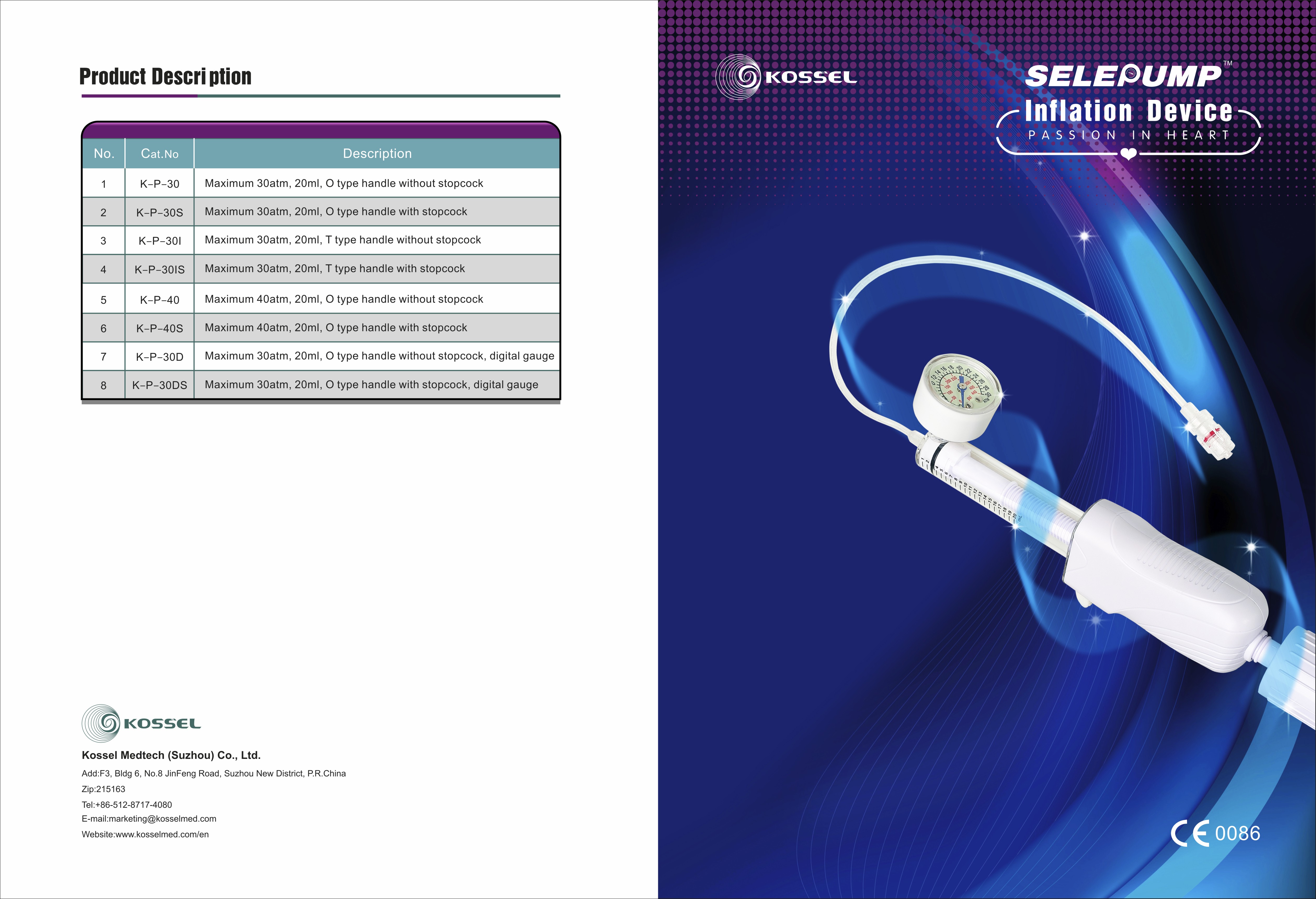 Dispositif médical de gonflage jetable pour l'opération de cathéter à ballonnet